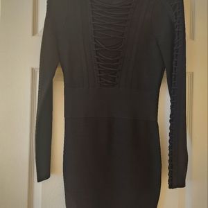 New Marciano bodycon dress in black with laced front and arm detail
